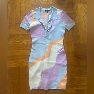 Blue Blush Pastel Wave Mini Dress